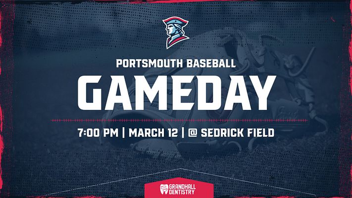 Dynamic gameday headline template featuring a dark background, bold text areas for team name and details, and a logo at the top. Designed for social media use.
