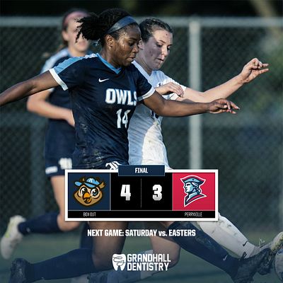 Square score update template with action sports photo background, dimensional scoreboard showing team logos and final score, designed for social media posting across multiple sports with quick opponent logo integration