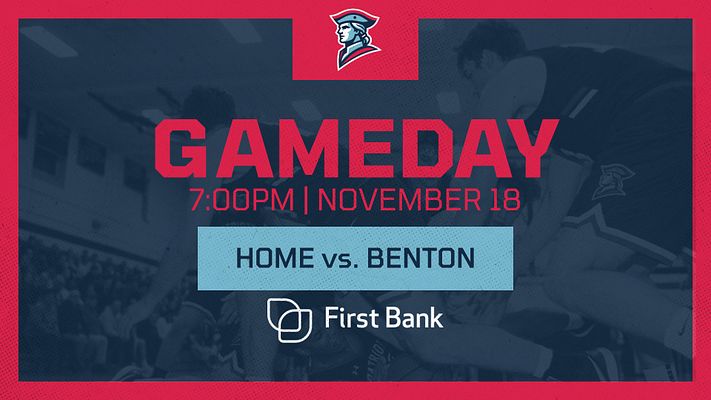 Game day template with hot pink border, dark navy background, team logo at top center, large red GAMEDAY text, light blue matchup banner, and sponsor logo area. Designed for promoting upcoming games and events.