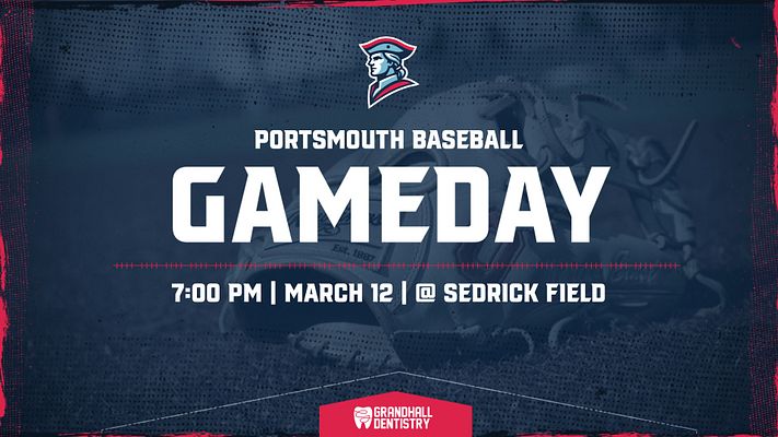 Dynamic gameday headline template featuring a dark background, bold text areas for team name and details, and a logo at the top. Designed for social media use.