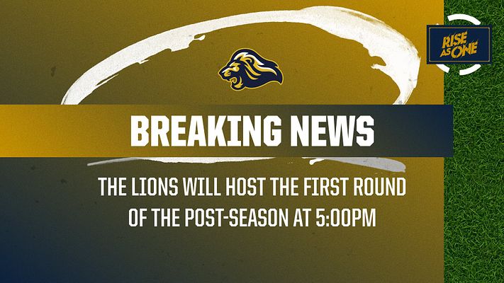 Breaking news football template with gold and navy background, team logo, bold white headline banner, and multi-line text area for announcements. Designed for landscape, Instagram, and story formats.