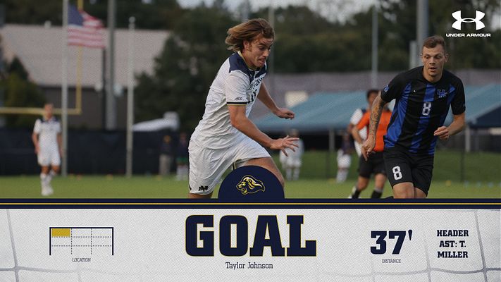Soccer goal graphic with a dynamic player photo on the left, bold 'GOAL' text in the center, and player details and assist information below, ideal for social media sharing.