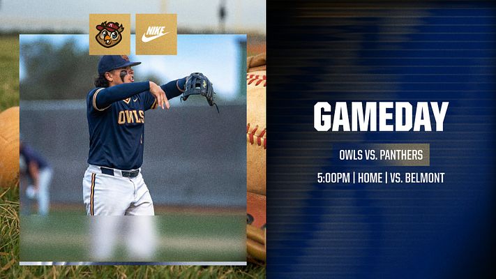 Template featuring player action shot on the left, with team logo and sponsor logo. Text on the right announces game details in bold, layered over a subtle background.