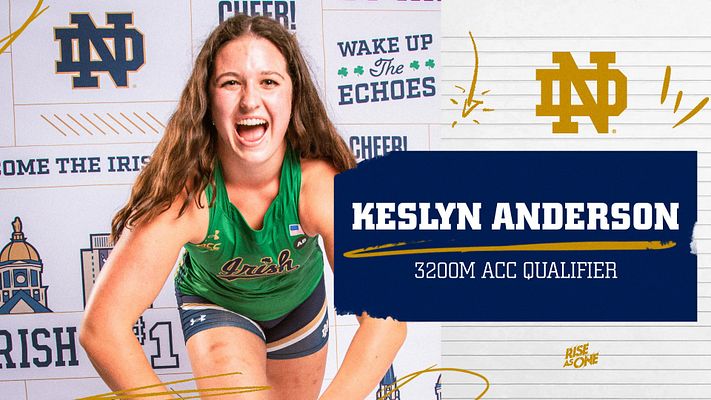 Track/Cross Country template featuring a vibrant layout with an athlete's photo on the left, name and title in a bold, blue banner, and a background of cheer-themed graphics.