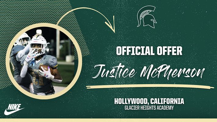 Dynamic recruitment template with green and gold color scheme, circular photo placeholder on left, bold 'OFFICIAL OFFER' text, and space for player name and details on the right.