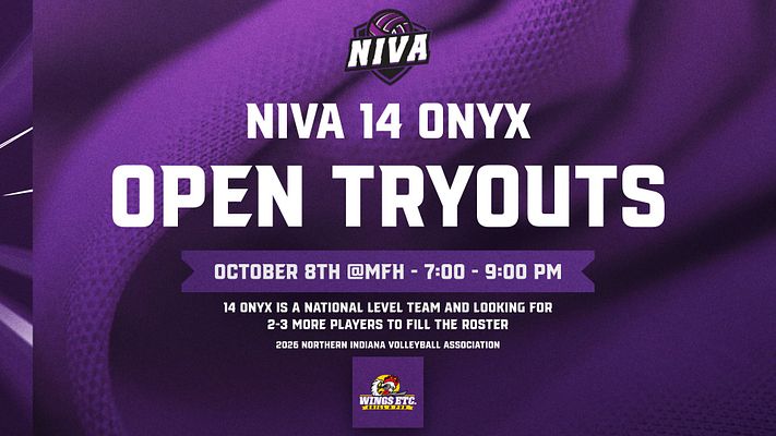 Announcement template with a bold purple background, centered title area for team name and event, and space for details below. Designed for social media posts and stories.