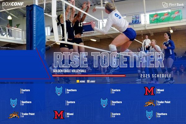 Horizontal schedule template with a blue background, featuring a prominent team logo, title area for the schedule, and a grid layout with dates and opponents.
