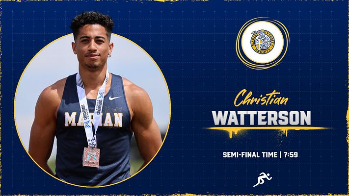 Player spotlight template with dark blue background featuring a circular photo area on the left, player name and time details on the right in bold typography, ideal for social media.