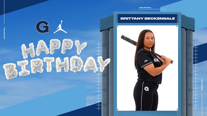 Player spotlight birthday template featuring a blue sky background with white cloud text saying 'HAPPY BIRTHDAY' and a central photo area for player image. Designed for sports highlights.