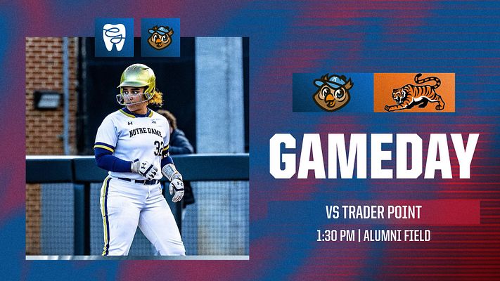 Gameday template featuring a player running on the field, with logos at the top, bold 'GAMEDAY' text, and game details in a structured layout. Designed for promotional use.