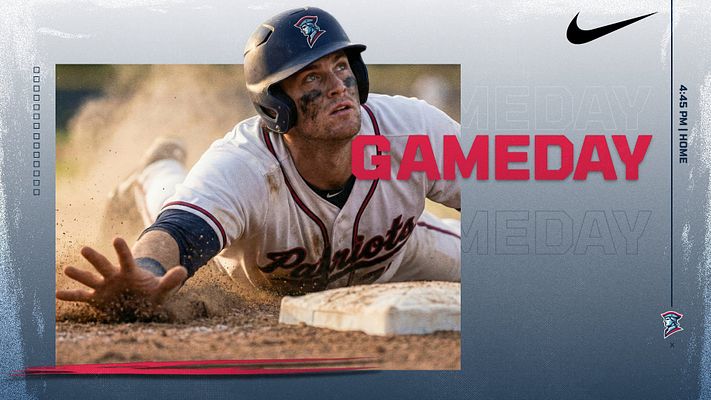 Gradient gameday template featuring a large player photo on the left, bold 'GAMEDAY' text, and space for game time and team logos on a textured blue background.