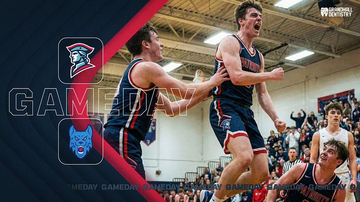 Multi-format gameday template featuring dynamic photo of players celebrating, bold text in center, team logos on left and right, designed for social media posts.
