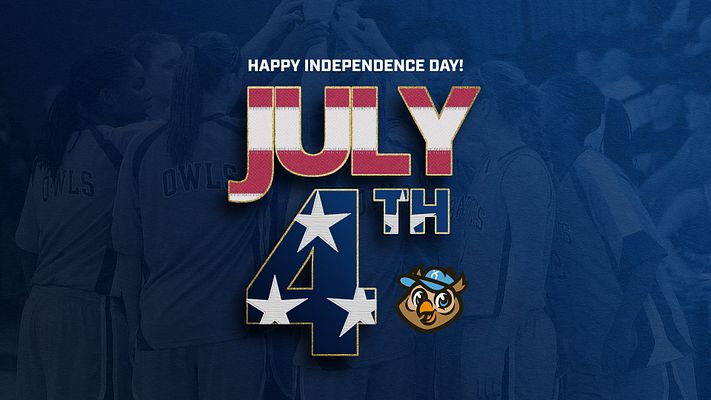 Fourth of July template with dark blue background, bold text for 'JULY 4TH' featuring star patterns, and a logo at the bottom, suitable for holiday promotions.