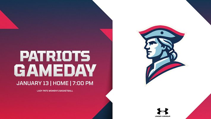 Announcement template with a bold gradient background, large text for game day details on the left, and a team logo on the right, designed for social media sharing.