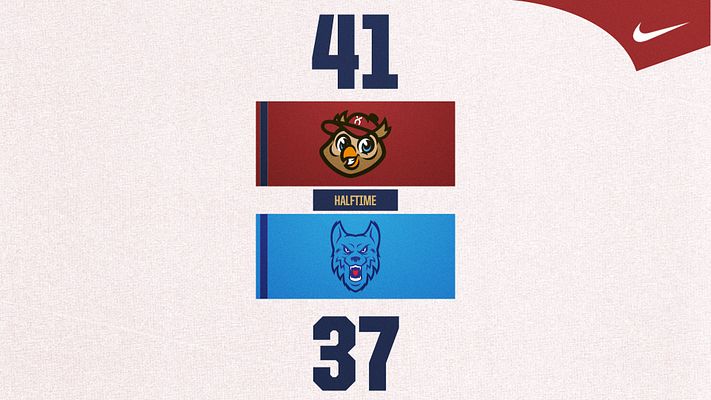 Score template with light textured background, featuring team logos at the top and bottom, score displayed prominently in the center with bold numbers, designed for sporting events.