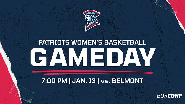 Game day template with dark blue textured background, team logo at top, large GAMEDAY headline with red accent bar, and space for team name, time, date, and opponent information. Designed for social media announcements.