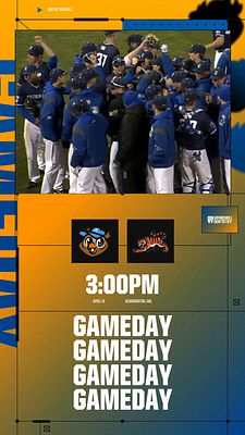 Vertical template featuring a minimalistic design with a gray background, grid sections, and areas for video content. Intended for game day motion stories.