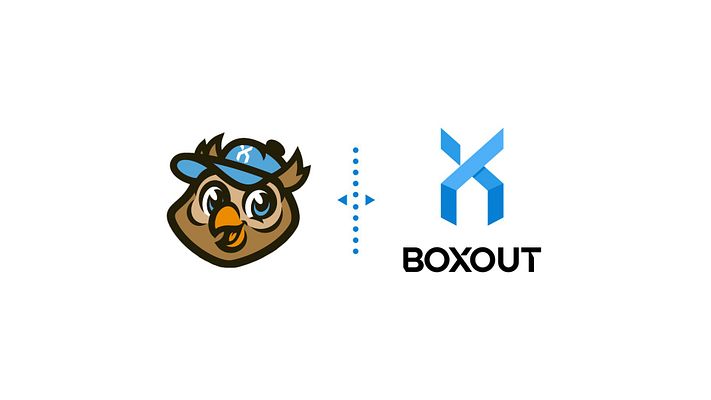 Logo lockup template featuring a cartoon mascot on the left and a geometric logo on the right, separated by a dotted vertical line, designed for sports branding.