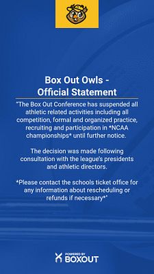 Official statement template with centered logo placeholder at top, bold headline area, and multiple text blocks for detailed announcement content. Design uses neutral gray background with black text, suitable for sports organizations sharing breaking news or updates on Instagram Stories.