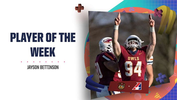 Player spotlight template featuring a dynamic 90's style layout, large photo area on the right, bold text for 'Player of the Week' on the left, and vibrant geometric shapes in the background.