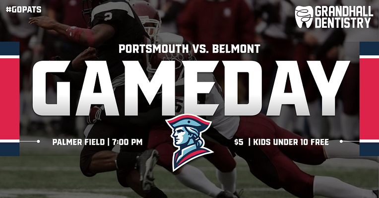 Sports graphic template with bold 'GAMEDAY' headline, team matchup details, and event info on a dark background. Features logo and color accents for visual emphasis.