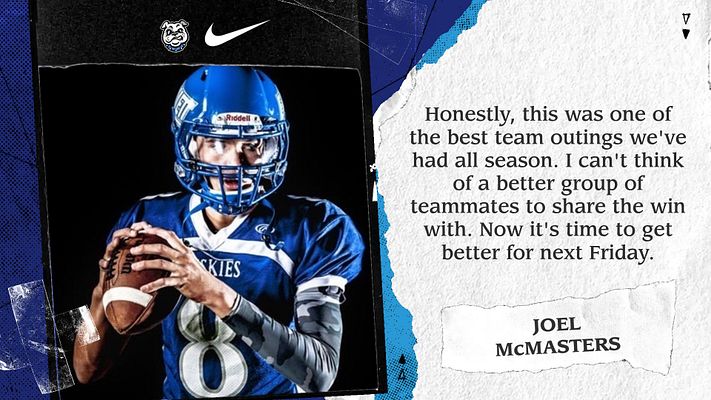 Quote graphic template with torn paper background, photo placeholder on the left, text area with quote on the right, features a blue and black color scheme, designed for social media sharing.