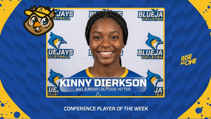 Player spotlight template with blue and gold paint splatter design, featuring centered player photo frame with name and position banner, team logo in corner, and award headline below. Available in landscape and portrait formats for social media sharing.