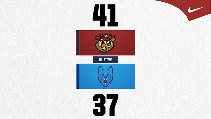 Score template with light textured background, featuring team logos at the top and bottom, score displayed prominently in the center with bold numbers, designed for sporting events.