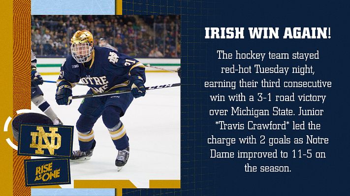 Hockey template featuring dark blue background, prominent text area for headlines, player photo on left, and space for detailed game recap on right with team logo at bottom.
