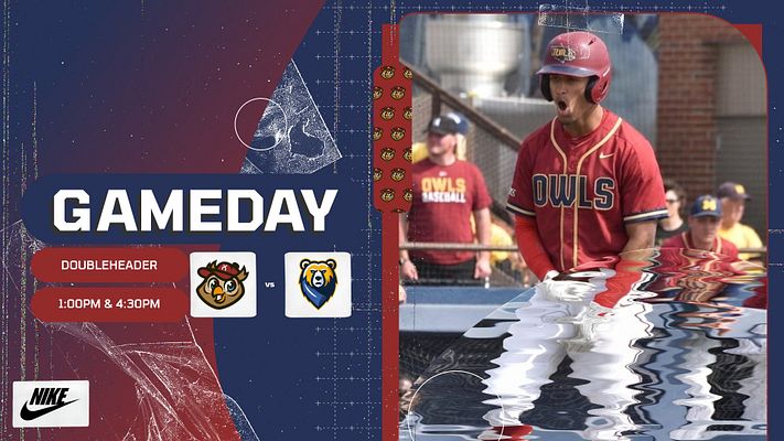 Multi-format gameday template with retrograde design featuring navy and maroon color scheme, large player photo on right, left side with game details, team logos, match times, and logo placement areas for landscape, Instagram, and story formats