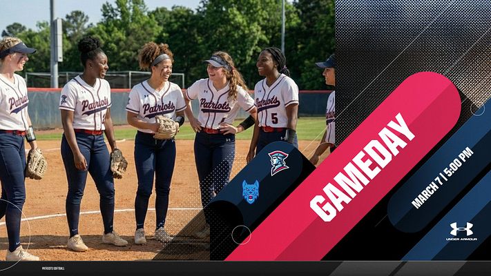 Minimalistic gameday template with a vibrant pink accent, featuring team photos on the left, large text for 'GAMEDAY' and date/time on the right for multi-platform use.