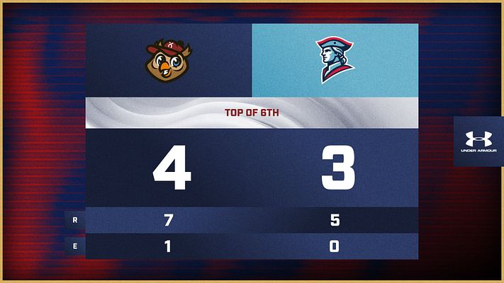 Score template with fractal glass effect featuring two team logos at top, large score display in center (4 vs 3), and statistics rows below showing runs and errors.