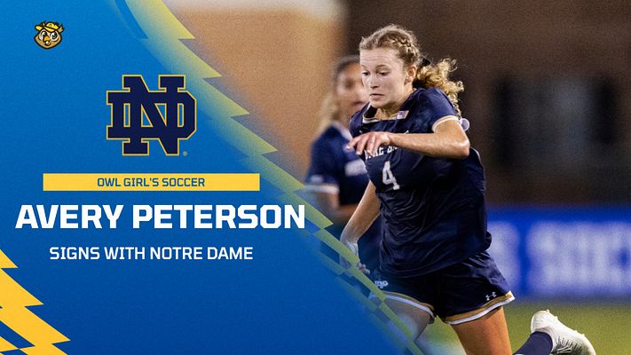 Player spotlight template featuring a large image area on the right, bold name section on the left, club logo at the top, and tagline below in a dark green and blue color scheme.