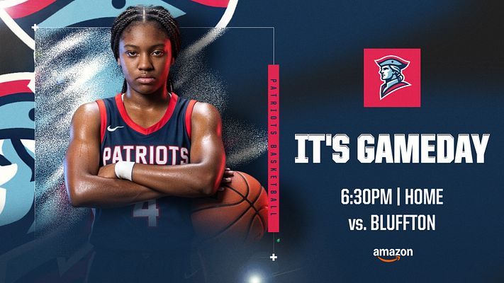 Game day template with vibrant lime green and brown color scheme, large photo area on left with person holding branded item, decorative geometric shapes, horse mascot logo, bold white text reading 'IT'S GAMEDAY' with time/date/location line below, and space for sponsor logo