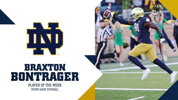 Announcement template with navy and gold color scheme featuring team logo on left, large player photo on right, and text area for headline and player name. Designed for social media and landscape formats.