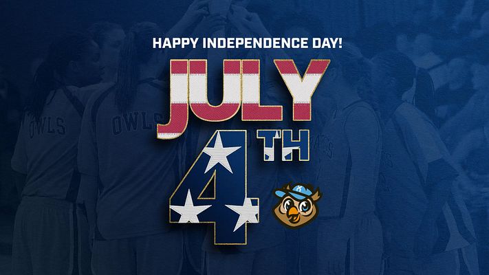 Fourth of July template with dark blue background, bold text for 'JULY 4TH' featuring star patterns, and a logo at the bottom, suitable for holiday promotions.