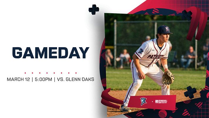 Multi-format gameday template with 90's retro style featuring player photo area on right, bold navy 'GAMEDAY' text on left with date/time/opponent details below, red gradient geometric shapes and decorative plus icons, suitable for landscape, Instagram, and Story formats