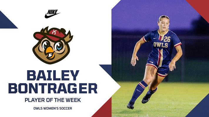 Player spotlight template with team logo and mascot on left, bold text area for player name and title, and large player photo on right with diagonal color block design elements in navy, gold, and red