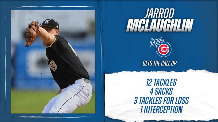 Highlight template featuring a large player photo on the left, player name and team logo at the top, and statistics section on the right with a blue and white color scheme.