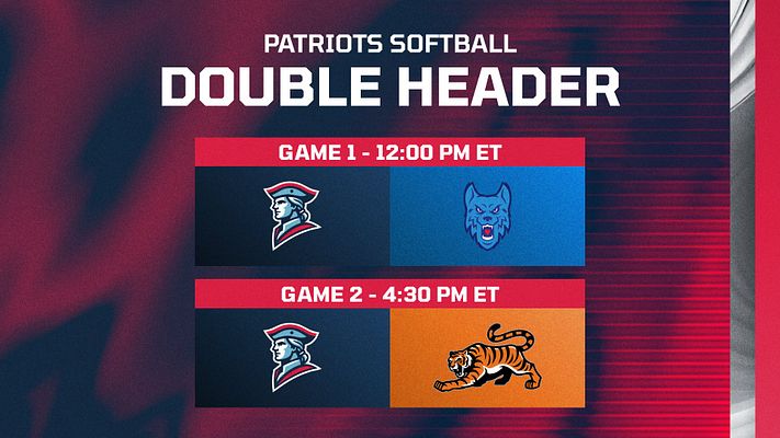 Gameday doubleheader template with gradient red background, featuring team logos for two games, game times listed, and Under Armour logo in the corner.