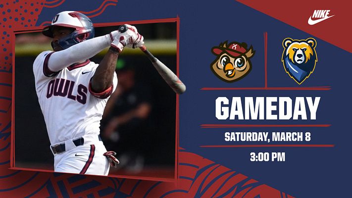 Gameday template featuring a player photo on the left, team logos on top, bold 'GAMEDAY' text, and date and time below, set against a vibrant design with patterns.