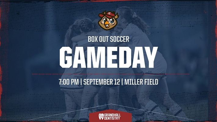 Multi-format template with a dark blue background, large white headline area for 'GAMEDAY', team logo at the top, and sections for time, date, and location below.