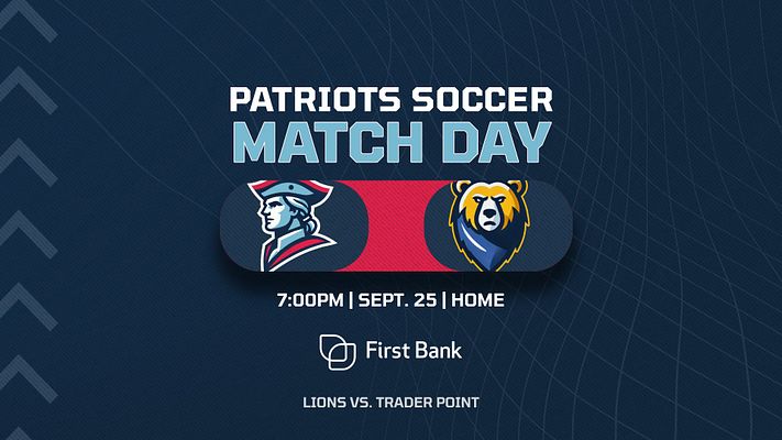 Game day promo template with dark blue diagonal pattern background, team name and match day headline, opponent logos in circular badges, time and date information, sponsor logo area, and matchup details. Available in landscape, Instagram, and story formats for promotional use.