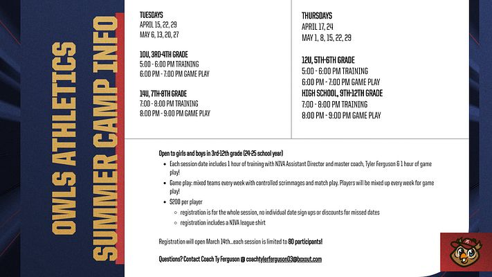 Information sheet template with purple burst design on left side, featuring bold white vertical 