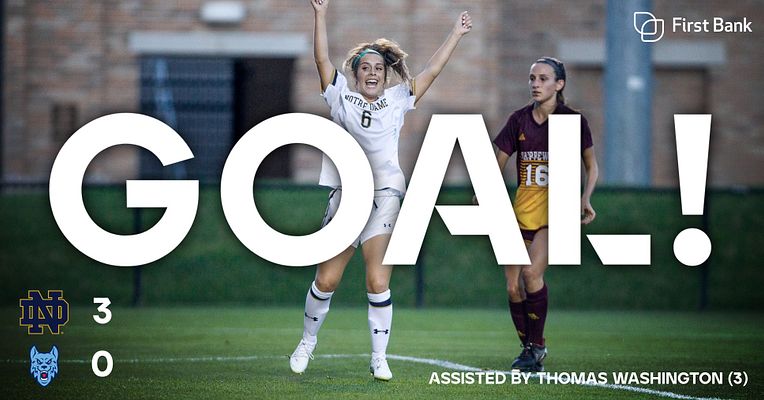 Soccer goal graphic template with large "GOAL!" text overlaying action photo of celebrating player. Score display on left shows team logos and final score. Player assist credit and sponsor logo positioned at bottom.