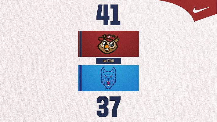 Score template with light textured background, featuring team logos at the top and bottom, score displayed prominently in the center with bold numbers, designed for sporting events.