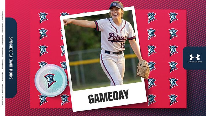 Game day template featuring a large white photo frame with an athlete's image, bold text, and a dynamic red background with team logos.