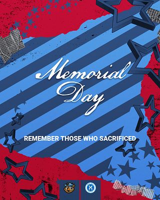 Holiday template featuring a vibrant red and blue background with diagonal stripes, star graphics, and space for text highlighting Independence Day celebrations.
