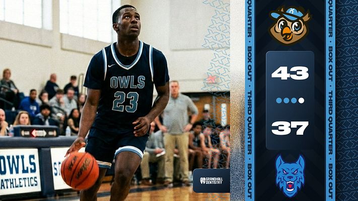 Score update template featuring geometric design with photo on left, team logos and final score display on right side with accent borders and dot indicators separating team scores