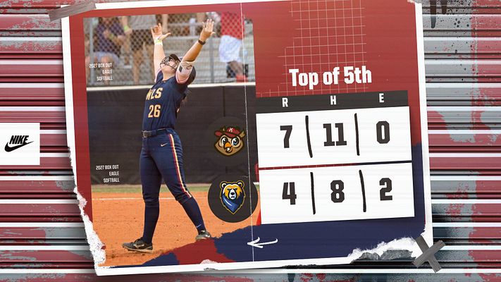 Baseball/softball score template with a dynamic layout, featuring player action photo on the left and scoreboard on the right for runs, hits, errors, and inning.